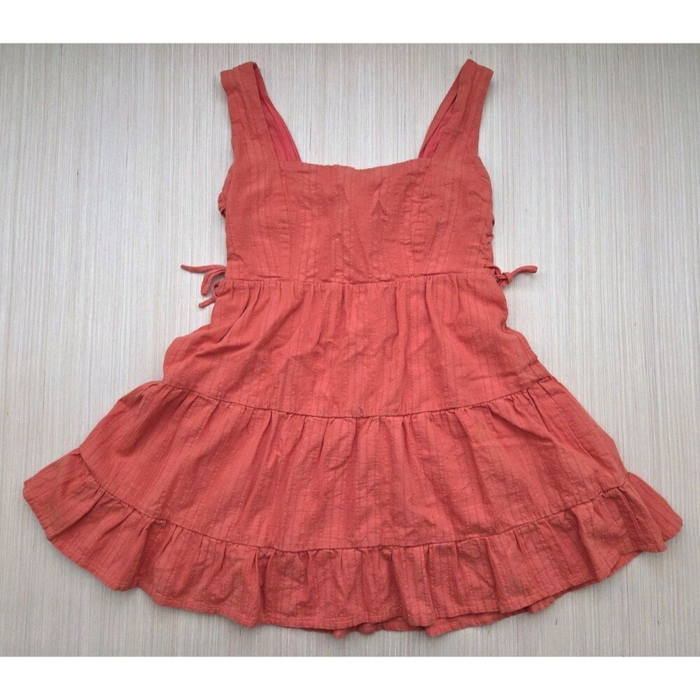 Lost + Wander Womens Orange Miss Marmalade Tiered Mini Dress Sz XS Smocked Boho